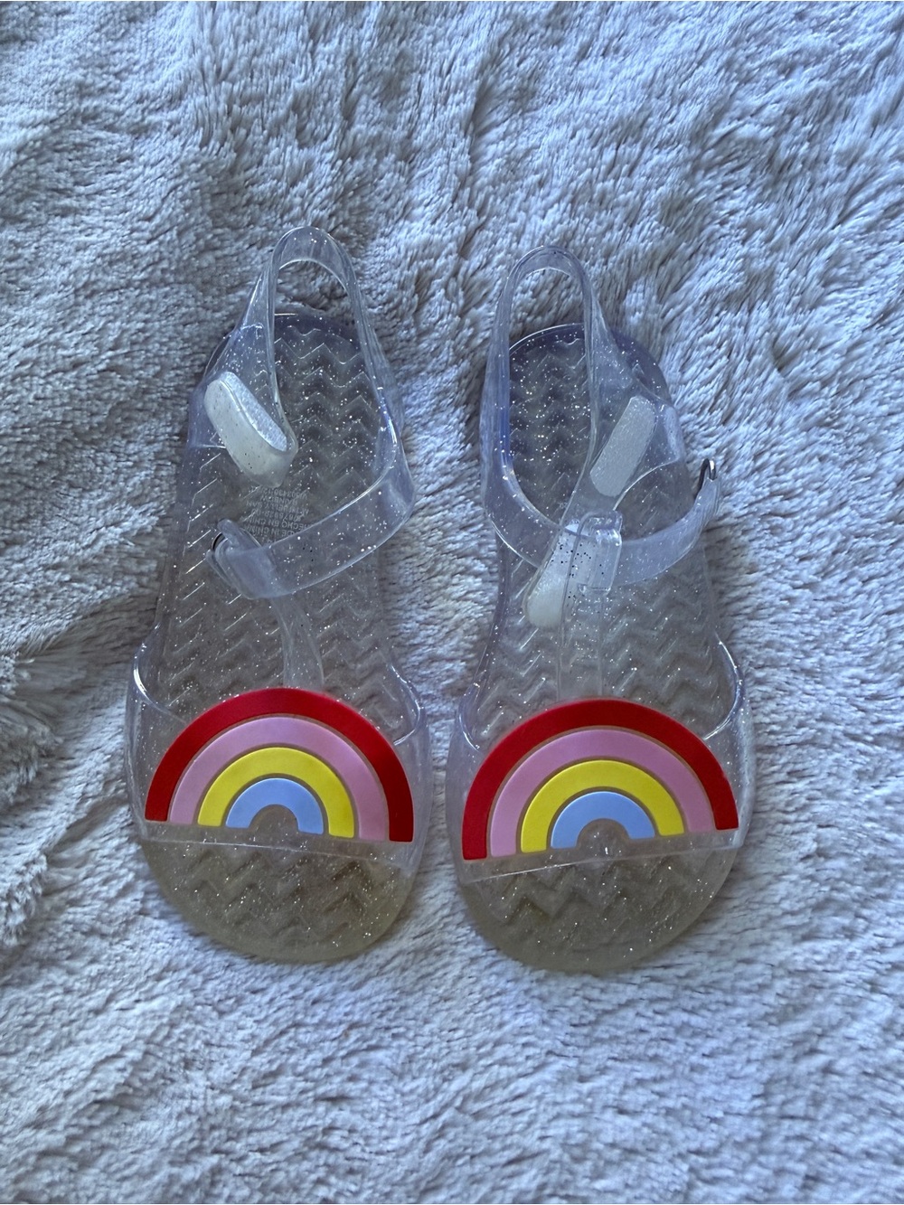 Clear Rainbow Glitter Jelly Sandals Kids Size 7